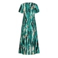 thumbnail image 5 of USSUMA Beach Dresses for Women Casual Summer Flowy Swing Long Maxi Sun Dress Tie-Dye Print Short Sleeve Plus Sundresses Round Neck Vacation Dress Wedding Guest, 5 of 8