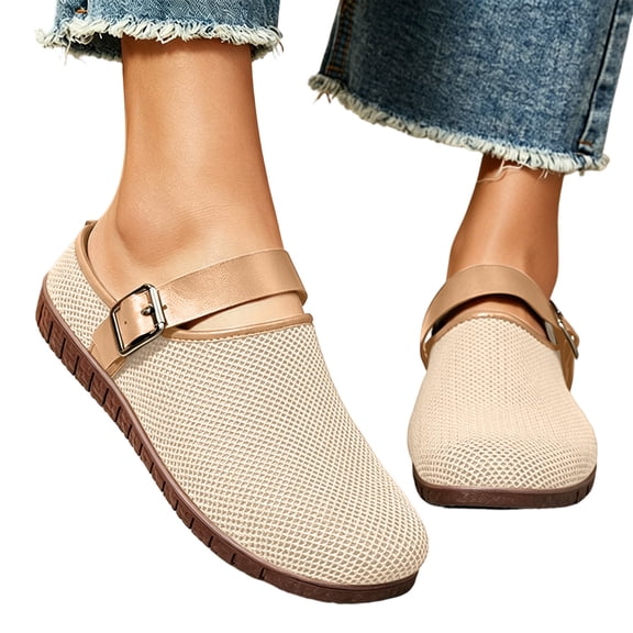Wensltd Women Shoes Mesh Closed Toe Casual Shoes Summer Shoes Solid Color Flat Sole Summer Outdoor Multi Color