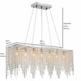 thumbnail image 3 of ANQIDI Modern K9 Crystal Pendant Light 31.5" Rectangular Linear Raindrop Chandelier Silver LED Ceiling Lamp Fixture, 3 of 12