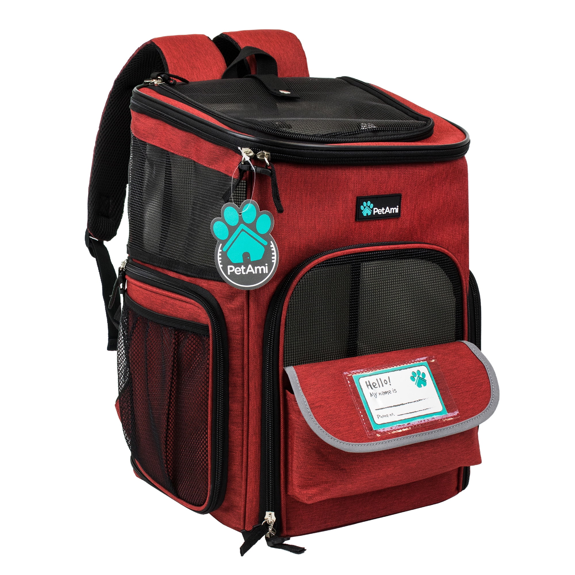 PetAmi Airline Approved Pet Carrier Backpack, Red