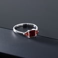 thumbnail image 5 of Gem Stone King 10K White Gold Red Garnet 3 Stone Engagement Ring for Women (1.32 Cttw, Gemstone January Birthstone, Princess Center 5MM, Trillion 3.5MM, Size 6), 5 of 5