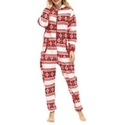Aunavey Women's Flannel Hooded One Piece Pajama Jumpsuit Fleece Christmas Onesie