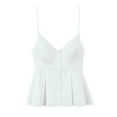 thumbnail image 2 of WRKEKC Sleeveless Tank Tops for Women Solid Color V-Neck Backless Button Front Flared Hem Crop Top Summer Party Tank, 2 of 4