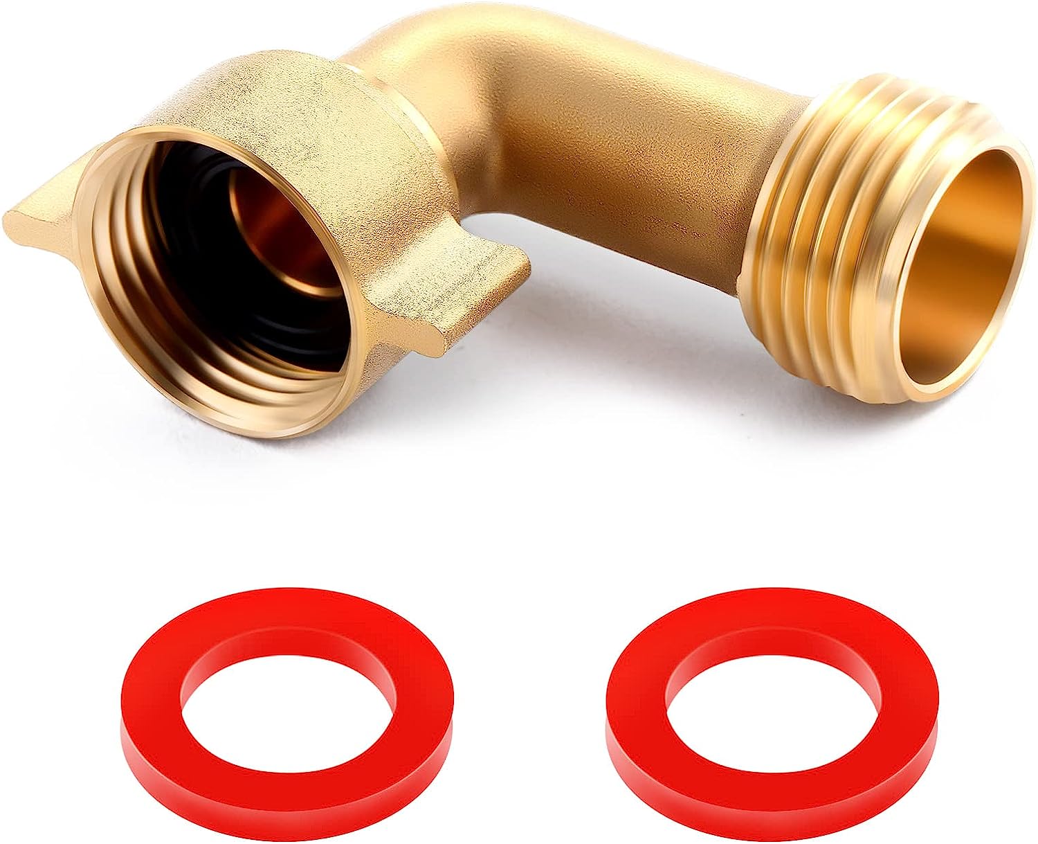 HRTGFD-Litorange Garden Hose Elbow Connector 90 Degree Brass Hose Elbow Fitting Quick Swivel Connect Adapter Thread Size 3/4" + 2 Pressure Washers