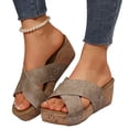 thumbnail image 5 of Fukaraa Wide Width Wedge Sandals Women Platform Open Toe Buckle Strap Dressy Summer, 5 of 9