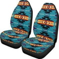 thumbnail image 1 of Trendy Southwest Design(Navajo Print) Car Front Seat Covers,2 Piece Native American Aztec Print Elastic Polyester Front Bucket Seats Protector Turquoise Blue, 1 of 6
