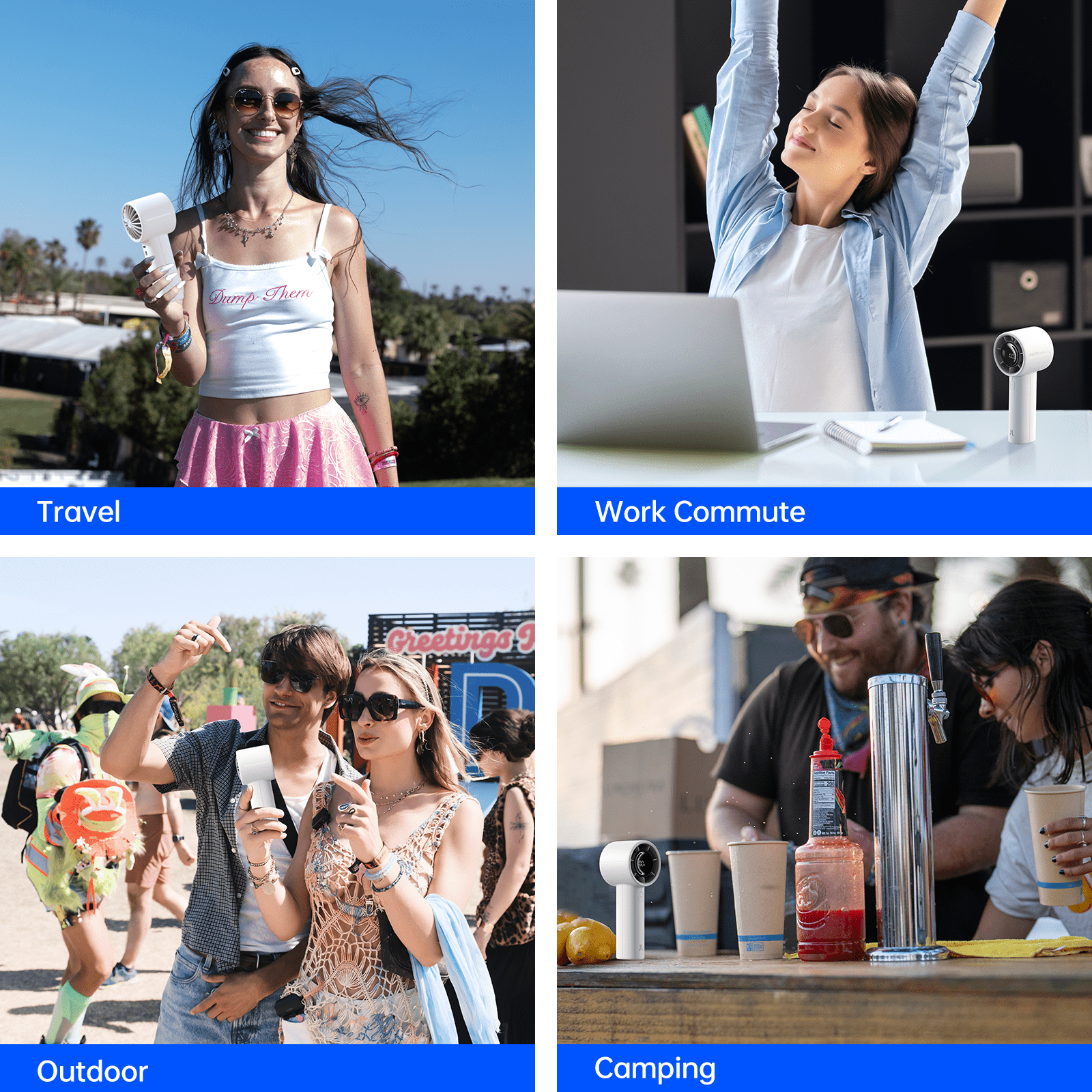 JISULIFE Portable Handheld Fan, Powerful Turbo Mini Fan [28Hrs Max Cooling], Digital Display, 5-Speed, 5000mAh USB Rechargeable for Travel, Summer, Gifts for Women Men