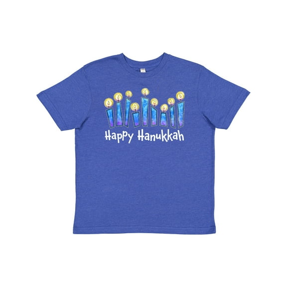 Inktastic Happy Hanukkah with Lit Candles Youth T-Shirt