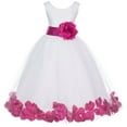 thumbnail image 2 of Ekidsbridal Girl Formal Flower Girl Dress - White Floral Rose Petals Dress with Tiebow 302T-A (Size: S-16), 2 of 3