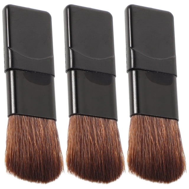 GOOHOCHY Juego de brochas de maquillaje portátiles, 5 uds., brocha plana pequeña para colorete, Mini brocha para base, aplicador de maquillaje de fibra suave para viajes