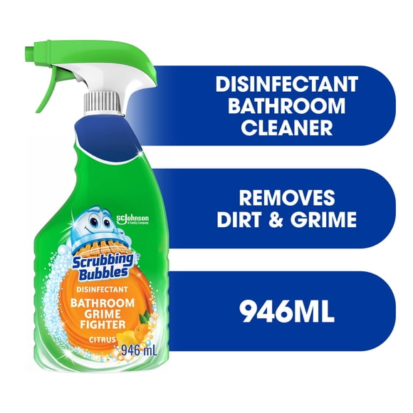 Scrubbing Bubbles® Bathroom Cleaner and Disinfectant Spray, Kills Germs on Tubs, Shower Walls and More, Citrus Scent, 946mL