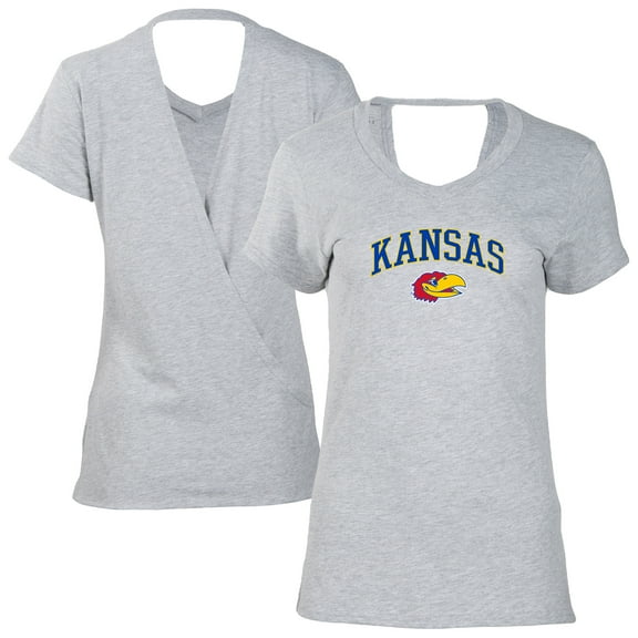 Women's Black Kansas Jayhawks Bella Crossover Back V-Neck T-Shirt
