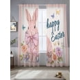 thumbnail image 2 of Easter Rabbits Sheer Curtains 108 Inch Length 2 Panels Set Window Treatments, Spring Floral Cute Bunny Butterflies Pink Rod Pocket Semi Curtains for Living Room/Bedroom/Kitchen Décor, 104"W x 108"L, 2 of 7