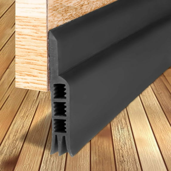 Door Strip, Door Sweep Weather Stripping Draft Stopper Under Door Draft Blocker Door Seal Noise Stopper Kick Off Bugs Mosquitoes(Black 2" Width X 39" Length)