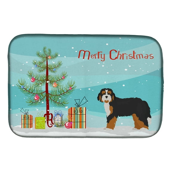Bernedoodle Christmas Tree Dish Drying Mat