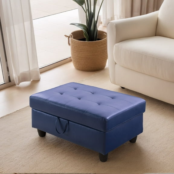 Faux Leather Storage Ottoman