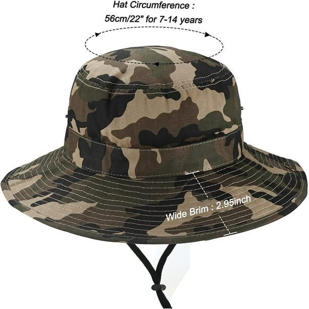 Kids Sun Hat Bucket Boys Camo Camouflage Hats Safari Fishing-Hat Boonie Cap  for Boys Girls Outdoor 