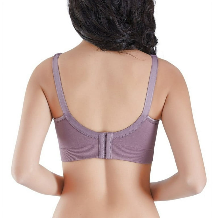 Dadaria Breast Feeding Bras for Women Plus Size Flower Print Non-Steel Ring  Non-Magnetic Buckle Underwear Bras Purple XL,Women 