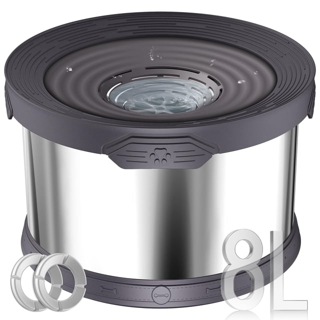 Bebedero para perros UPSKY 8L de acero inoxidable a prueba de derrames, gris