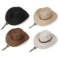 thumbnail image 2 of Gustave 4 Pack Cowboy Hats for Men Women Classic Western Cowgirl Hat Wide Brim Cap Fedora Sun Hats with Wind Lanyard, 2 of 10