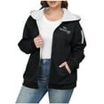 thumbnail image 2 of Gamivast Women Sherpa Lined Jackets Plus Size Winter Letter Graphic Hooded Zip up Warm Coats with Pockets Trendy Long Sleeve Loose Casual Jacket Fashion Outerwear, 2 of 6