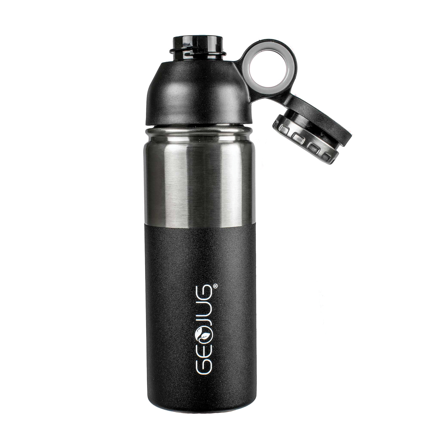 Brentwood Geojug Stainless Steel Vacuum-Insulated Water Bottle, 0.7 L, Black/Silver