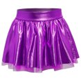 thumbnail image 6 of Aislor Girls 2 Piece Jazz Dance Performance Outfit Mock Neck Short Sleeve Sequins Crop Top with Shiny Tutu Skirt Purple 6, 6 of 7