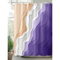 thumbnail image 2 of Fsddascl Purple Coastal Beach Shower Curtain Set - 60" x 72" Washable Bathtub Curtain with 12 Hooks, Modern Gradient Abstract Sea Waves Waterproof Fabric Stall Shower Curtains for Bathroom/Bathtub, 2 of 6