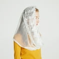 thumbnail image 4 of Funicet Muslim Headscarf Lace Shawl Triangular White Bridal, 4 of 5
