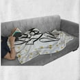 thumbnail image 6 of Live Laugh Love Soft Flannel Fleece Throw Blanket, Hand Lettering on Dotted Backdrop Inspirational Phrase, Cozy Plush for Indoor and Outdoor Use, 50" x 70", Black White Yellow, by Ambesonne, 6 of 6