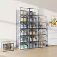 thumbnail image 5 of Gianna 12 Pack Stackable Shoe Box , Plastic Storage Organizer for Closet Hallway Bedroom, Holds Shoes up to US Size 9，Black, 5 of 7
