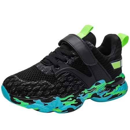 Generic Boys Shoes Kids Running Lightweight Breathable Sport Sneakers Comfortable Breathable Autumn Winter Clothes for Home Indoor Outdoor38 Green