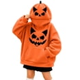thumbnail image 5 of Yeaiivve Cute Hoodies for Kids Halloween Novelty Graphic Pullover Hoodie Oversized Pumpkin Zipper Hooded Sweatshirts Boys Girls Kangaroo Pocket Hoodies Orange 15 Years, 5 of 8