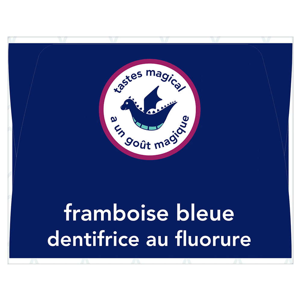 Dentifrice pour enfants Hello Dragon Dazzle au fluorure, dentifrice à la framboise bleue, tube de 199 g