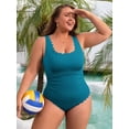 thumbnail image 6 of Asoul Plus Size Swimsuit for Women Tummy Control Scalloped Ribbed One Piece Swimsuits Ruched Modest Bathing Suit, 6 of 8