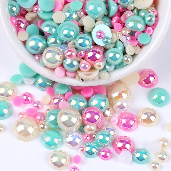 Namzi 20g Flat Back Pearl Beads Assortment 3-10mm DIY Half Round Resin Pearls for Nail Art,Jewelry Making,Crafts,Decoration,B14