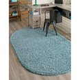 thumbnail image 1 of Unique Loom 3151387 8 x 10 ft. Solid Shag Oval Rug, Slate Blue, 1 of 2