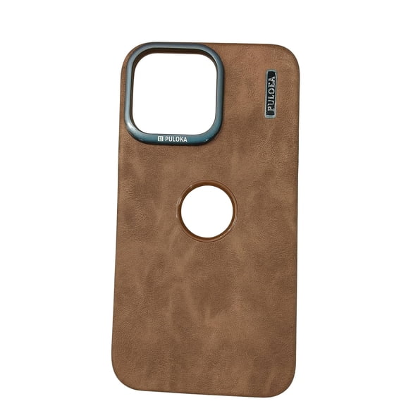 Premium Leather Texture Phone Case Compatible with iPhone 15 Pro, Slim Protective Back Cover, Flexible Design, Brown