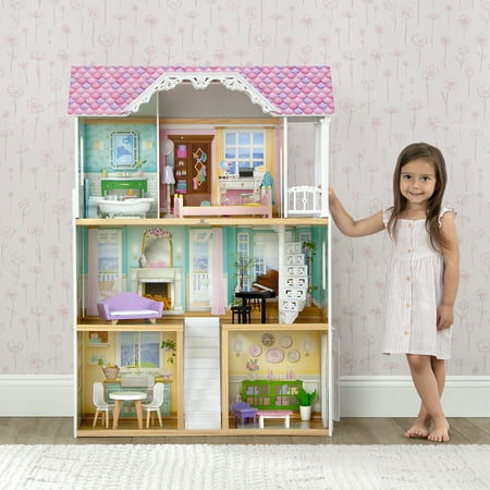 Delta Children MySize Dollhouse - Large 3-Story Dollhouse with 7 Rooms Includes 12 Accessories - Fits 12-inch Dolls - Pretend Play Dream Gift for Ages 3+