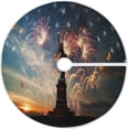 thumbnail image 1 of FMSHPON American Flag Tree Skirt Independence Day Xmas Christmas Tree Skirt Stand Mat for Holiday Party Decoration Indoor Outdoor 48 inches, 1 of 6