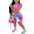 thumbnail image 4 of Wemen Beach Shorts Floral Print Elastic High Waist Short Pants, 4 of 5