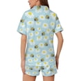thumbnail image 4 of SKQIT Ensembles de Pyjama à Manches Courtes pour Femmes, 2 Pcs en Satin Doux Imprimé Mignon Chemise Boutonnée et Shorts, 4 of 8