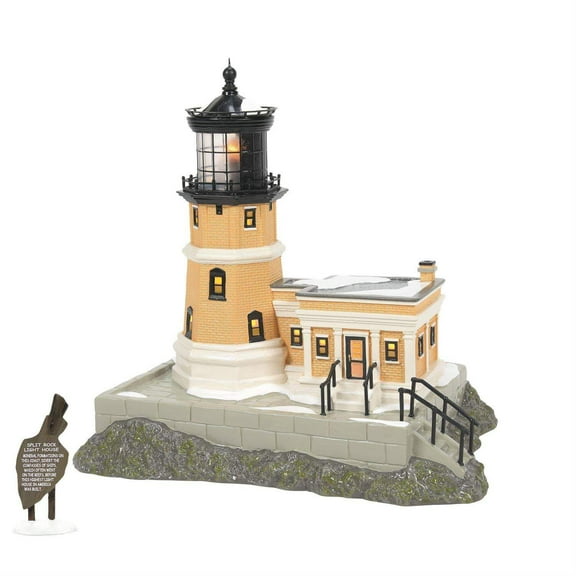 Department 56 Snow Village Split Rock Lighthouse Lighted Building, Set of 2, 10.83 Inches
