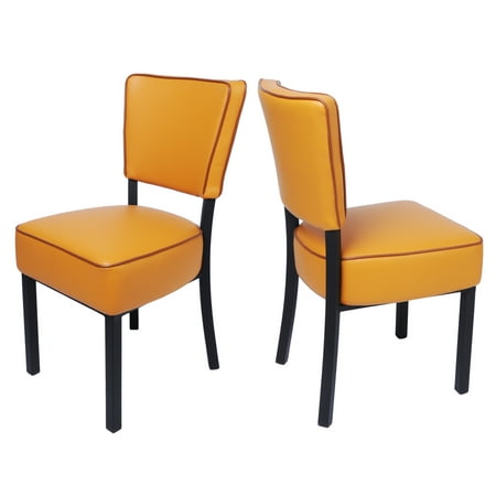 KARMAS PRODUCT Kitchen Dining Chairs Set of 2 Modern Classic Leather Side Chair for Dining Room Cafe Bedroom, Orange