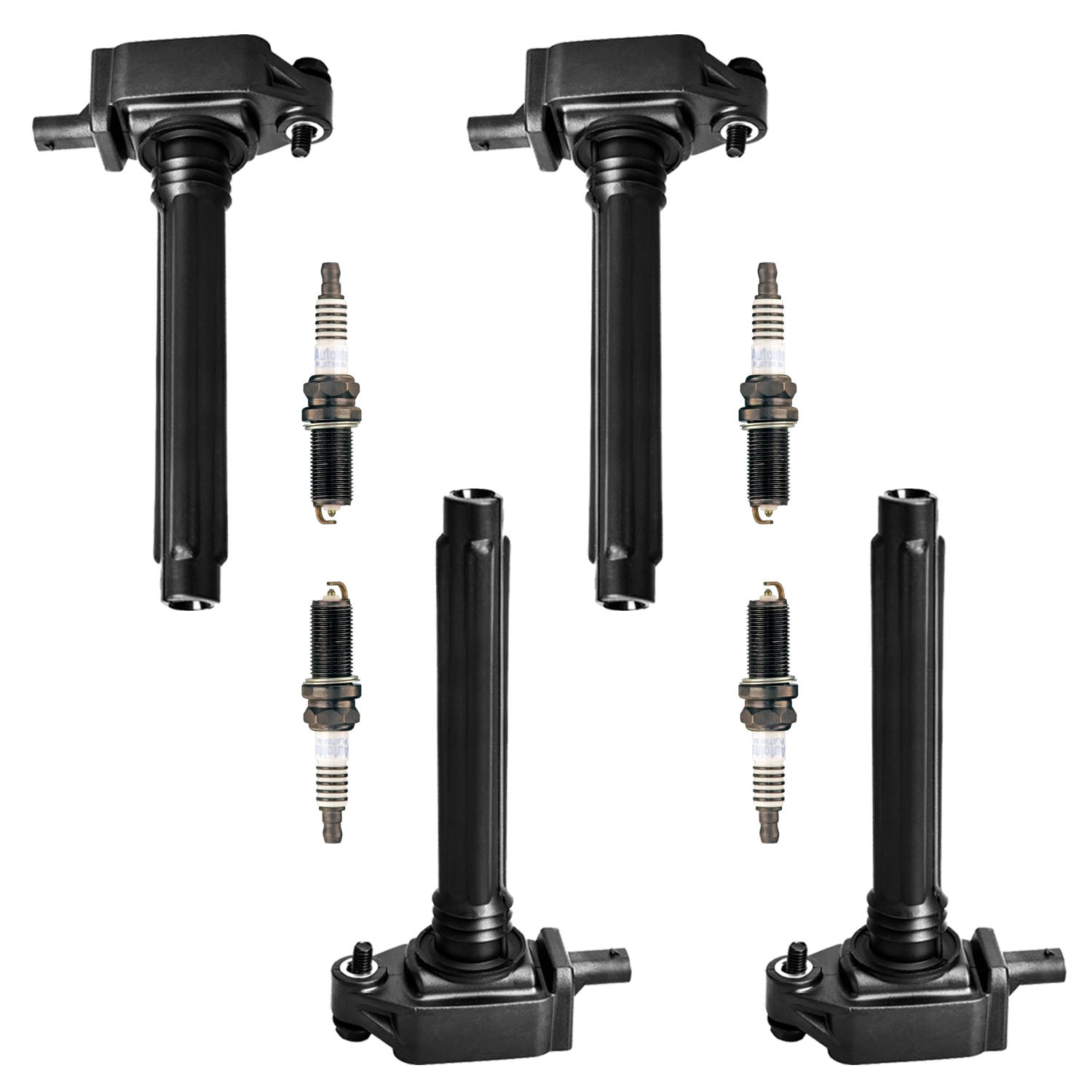 4 Ignition Coils and 4 Autolite Platinum Spark Plugs Compatible with