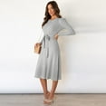 thumbnail image 3 of OBEEII Fall Winter Womens Dresses Sweater Long Puff Sleeve Maxi Dresses Ruffle Swing Dresses Wedding Guest Dresses, 3 of 10