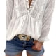 thumbnail image 2 of Tops Con Cuello En V, Cómoda Blusa Informal De Manga Larga Con Volantes Para Mujer, Estampado De Lunares Encantador Para La Oficina Para Ir De Compras ANGGREK  Otros, 2 of 6