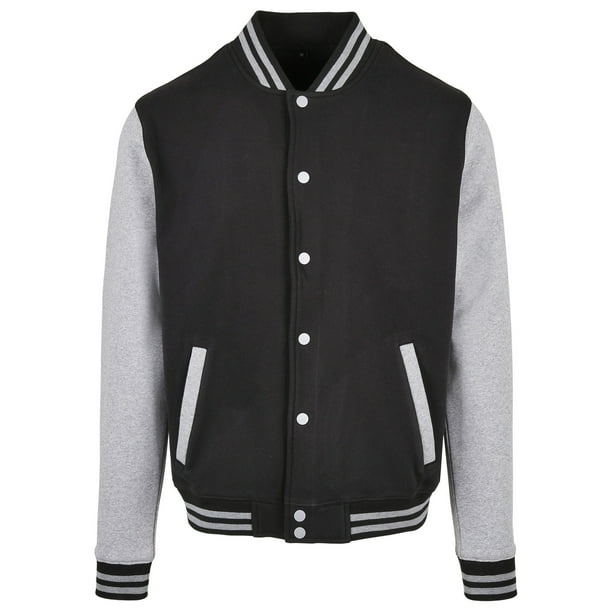 Build Your Brand - Chaqueta Basic College para Hombre (Negro, Gris Jaspeado)