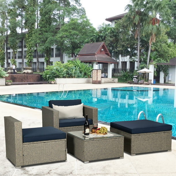 Cfowner Outdoor Garden Patio Furniture Set of 4, Sofa Sets with 1 Beige