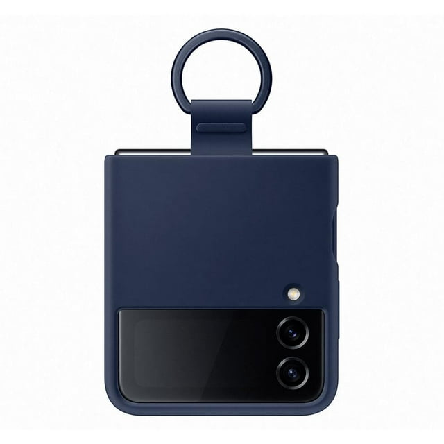 Funda para teléfono Samsung Galaxy Z Flip4 de silicona con anillo azul marino